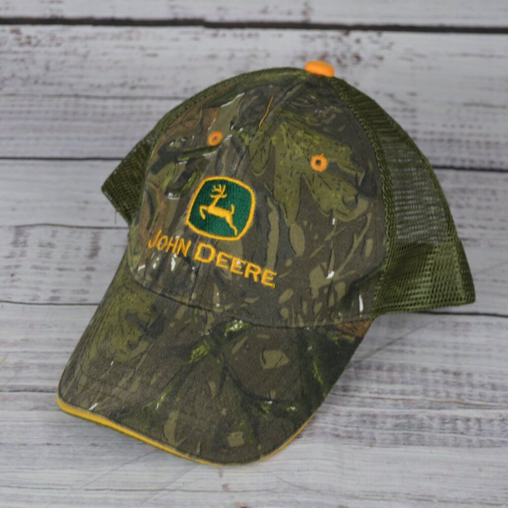 John Deere Hat Cap Mens Camo Adjustable One Size Hunting Snapback GUC